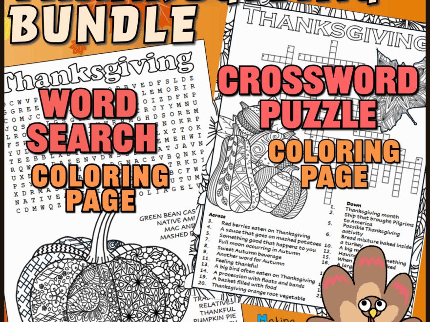 Thanksgiving Word Search And Crossword Puzzle With Word Bank Printable No Prep Bundle Classful