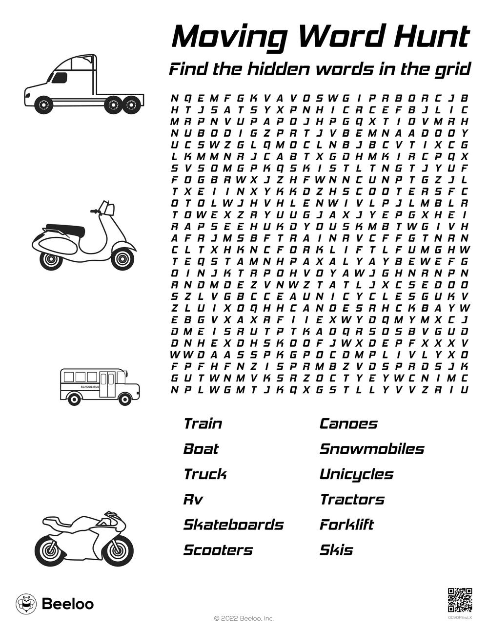 Transportation themed Word Searches Beeloo Printable Crafts And Activities For Kids