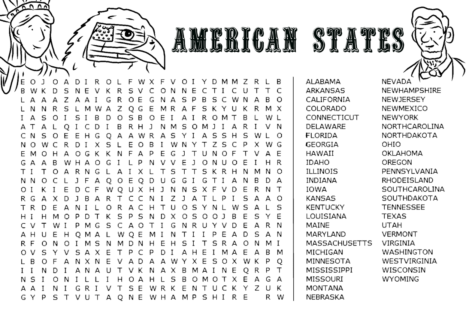United States Word Search Puzzle