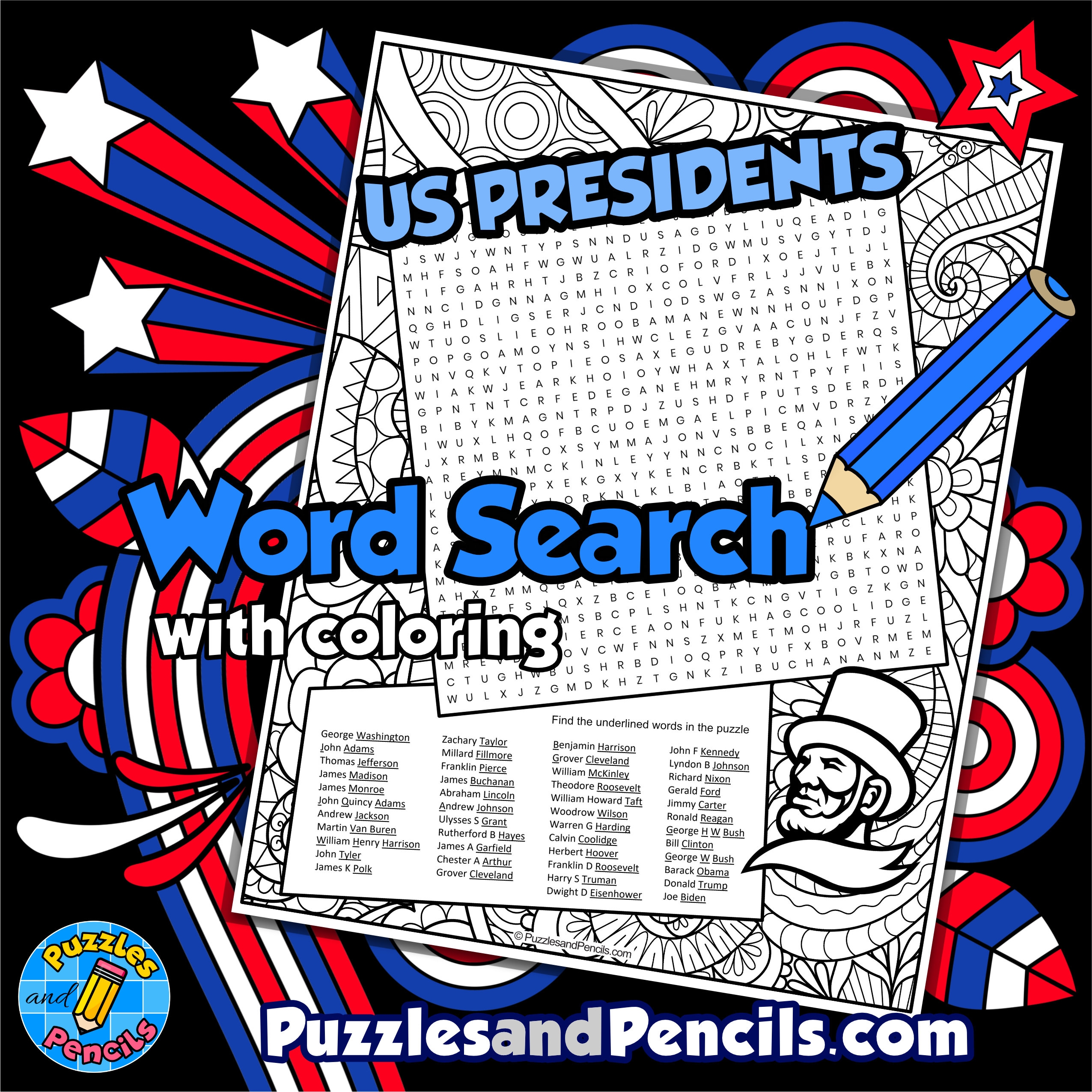 US Presidents Word Search Puzzle Activity US Presidents Wordsearch Made By Teachers