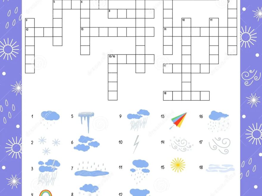 Weather Crossword Puzzle Word Search Activities Vector Illustration Printable Worksheet For Kids Stock Vector Illustration Of Worksheet Snow 311108931