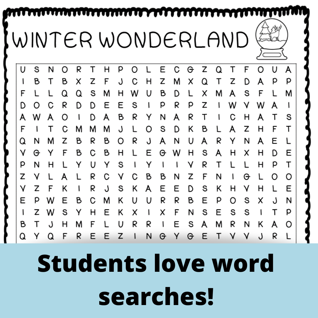 Printable Word Search Winter