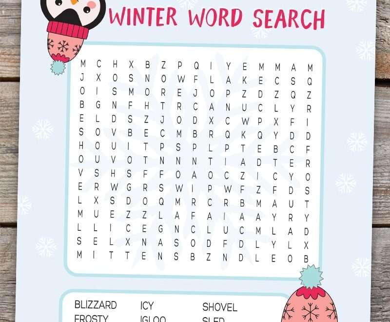 Winter Word Search Free Printable Kids Activity Fun Loving Families