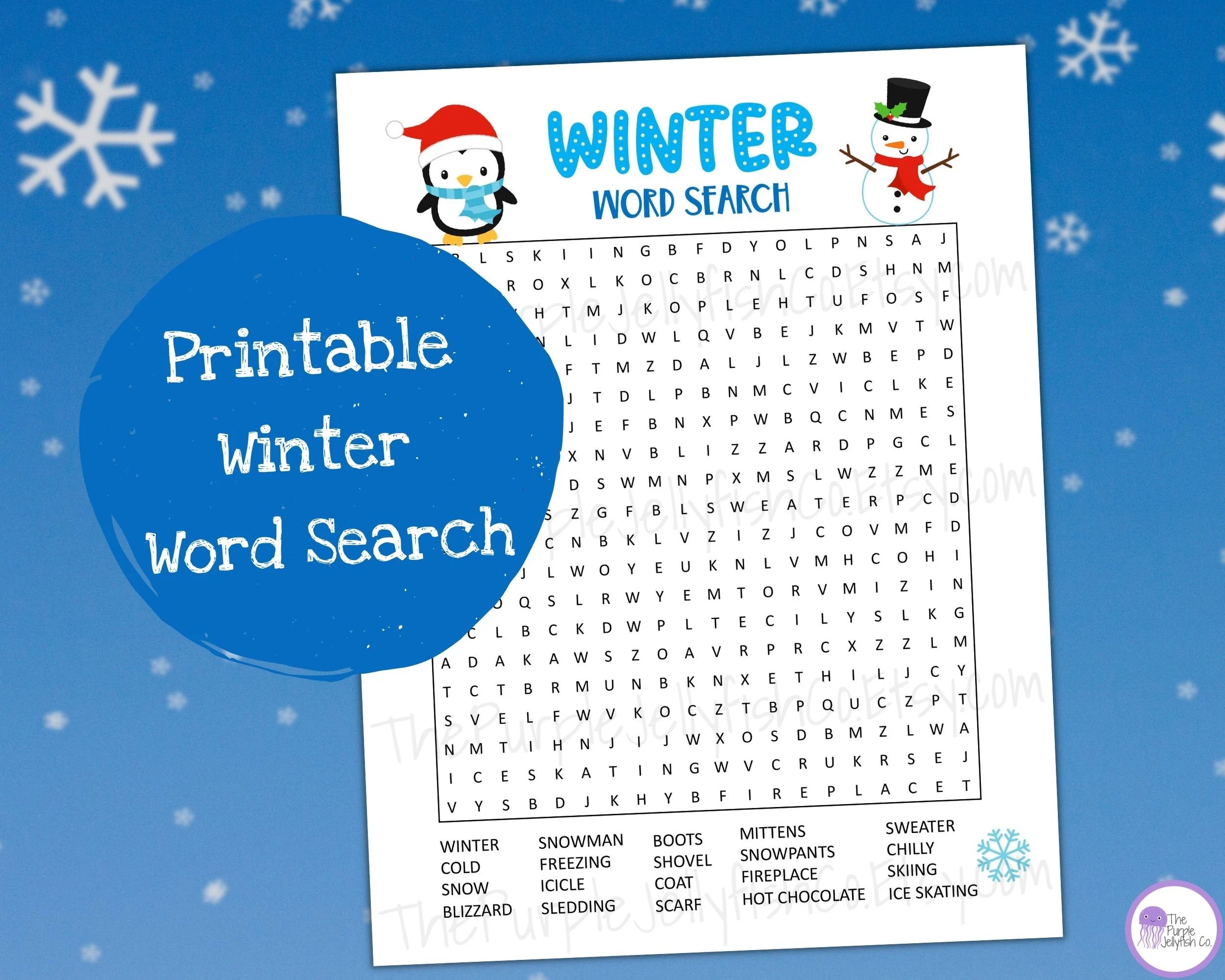 Winter Word Search Printable Word Search Puzzle For Kids Adults Christmas Word Games Winter Activities Printable Fun Holiday Worksheet Etsy