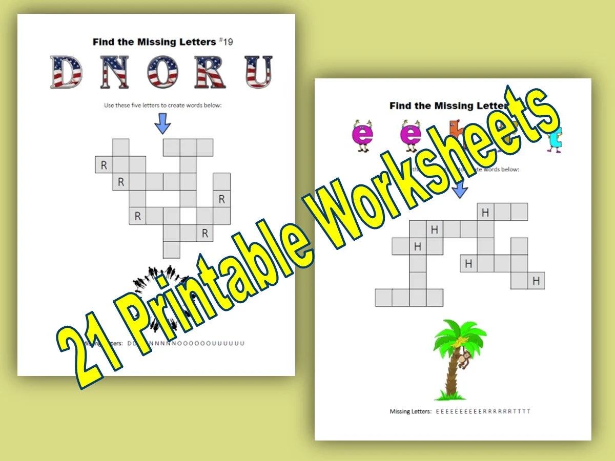 Word Puzzles Find The Missing Letters Instant Digital Download Worksheets Homeschool Summer Activities For Kids Etsy