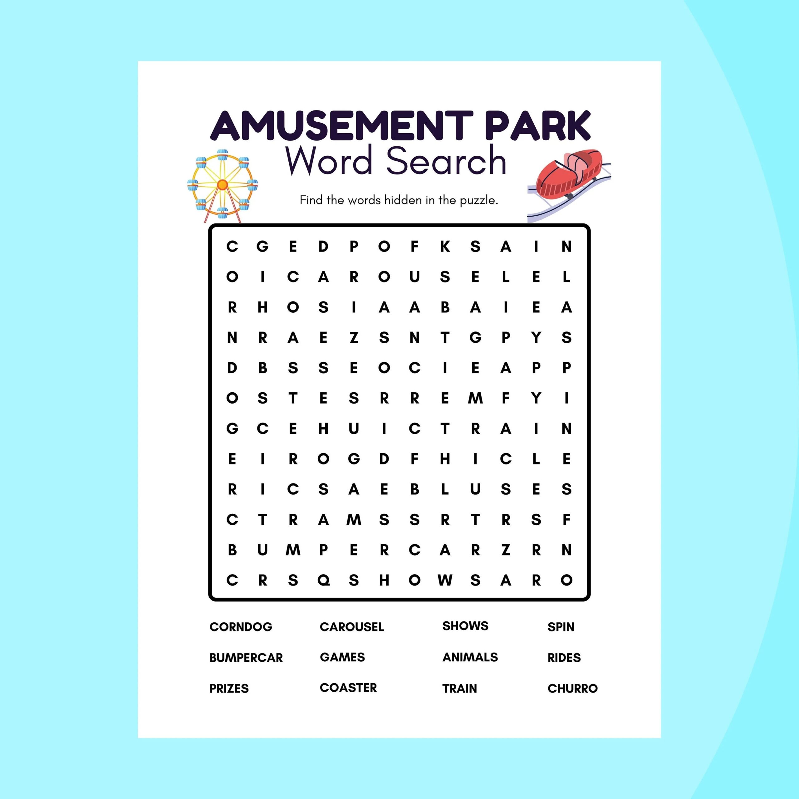 Word Search Hidden Picture Search Games Printable