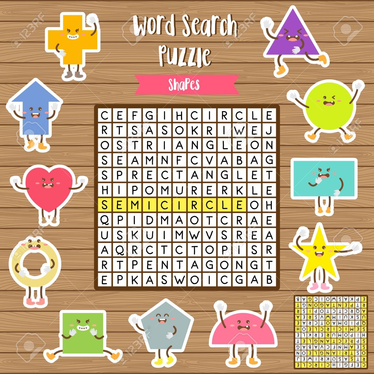 Words Search Puzzle Game Of Shapes For Preschool Kids Activity Worksheet Layout In A4 Colorful Printable Version Vector Illustration Royalty Free SVG Cliparts Vectors And Stock Illustration Image 82347815 