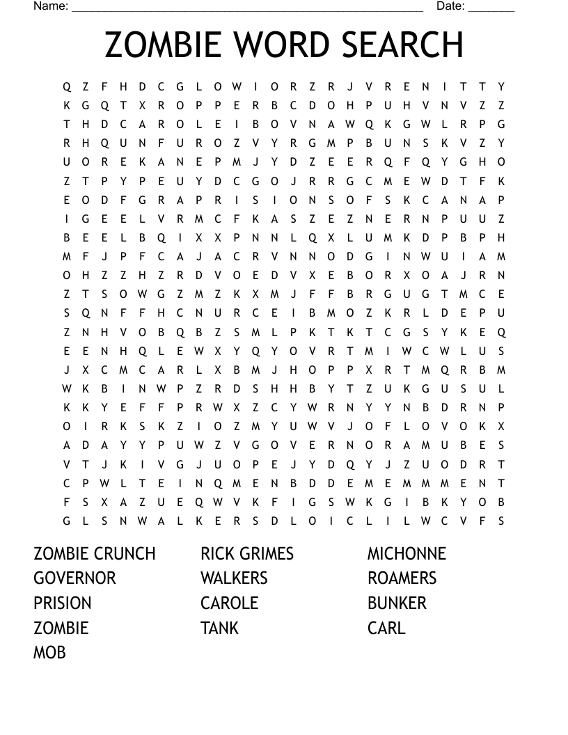 ZOMBIE WORD SEARCH WordMint